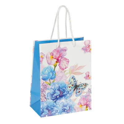Пакет подарочный 178х229х98 мм бумажный Бабочка на цветке - фото 1