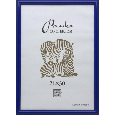 Рамка А4 21х30см пластиковая Зебра синего цвета 504 - фото 1