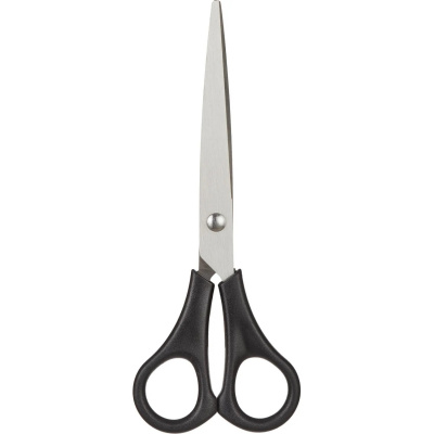 Ножницы 160 мм тупоконечные с пластиковыми симметричными ручками черного цвета Attache - фото 5