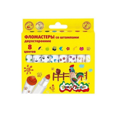 Фломастеры 8 цветов со штампами Каляка-Маляка - фото 1