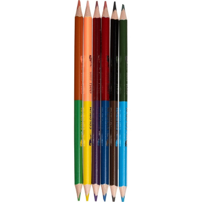Карандаши цветные двухсторонние 6 шт 12 цветов Deli ColoRun - фото 8