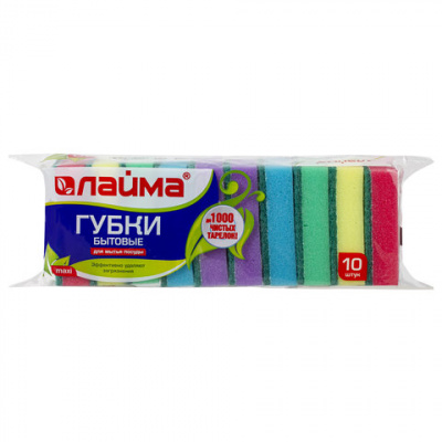 Губки для мытья посуды 27х96х64мм Laima Макси 10шт/уп - фото 5
