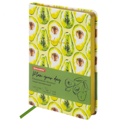 Ежедневник недатированный B6 эко-кожа 136 л Brauberg Vista Avocado - фото 1