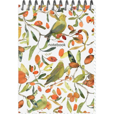 Блокнот А6 в клетку 60 л на гребне Attache Selection принт птицы - фото 1