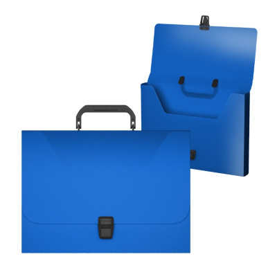 Папка-портфель пластиковая 335х230 мм на защелке Erich Krause Diagonal Vivid голубая - фото 1