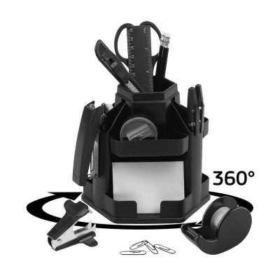 Набор настольный вращающийся 17 предметов Attache черный - фото 1