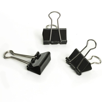 Зажимы для бумаг 25 мм черные  (уп. 12 шт) - фото 1