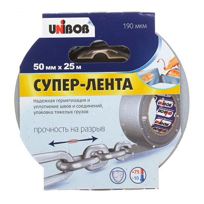 Клейкая лента армированная 50 мм х 25 м UNIBOB серая - фото 4