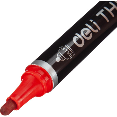 Маркер перманентный красный Deli Think, скошенный наконечник (толщина линии 1,5-3 мм) - фото 4