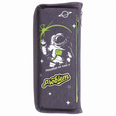 Пенал мягкий двухсекционный ЮНЛАНДИЯ Cosmonaut серый - фото 4