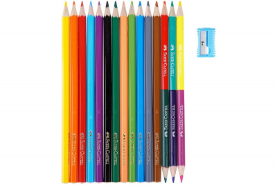 Карандаши цветные 12 цветов трехгранные с точилкой Faber-Castell - фото 2
