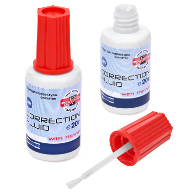 Корректирующая жидкость 20 мл Koh-i-Noor, на быстросохнущей основе, ворсовая кисточка - фото 1