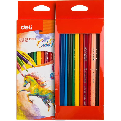 Карандаши цветные 12 цветов трехгранные Deli ColoRun - фото 4