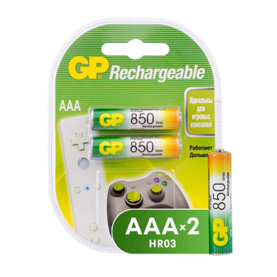 Аккумулятор GP 850mAh AAA/НR03 NiMh 2шт/уп - фото 1