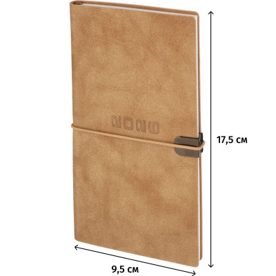 Еженедельник датированный нестандарт (175х95) искусственная кожа 64 л Escalada бежевый с фикс.рез. - фото 2