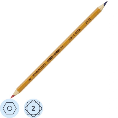 Карандаш двухцветный синий/красный шестигранный Koh-I-Noor - фото 1