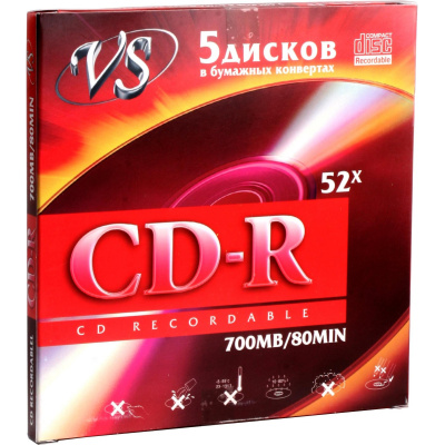Диски CD-R 700 Mb 52x VS 1шт в конверте - фото 1