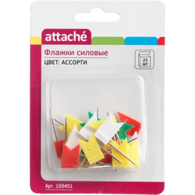 Кнопки силовые Attache Флажки цветные (уп. 25 шт) - фото 2