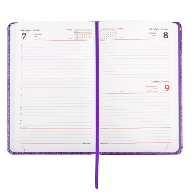 Ежедневник датированный А5 искусственная кожа 168 л Brauberg Sparkle фиолетовый - фото 2