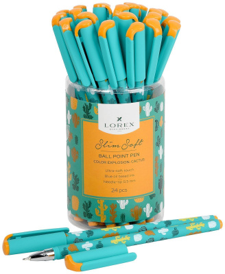 Ручка шариковая Lorex Slim Soft Color Explosion Cactus 0.5 мм синяя - фото 7
