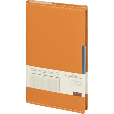 Еженедельник недатированный А6 искусственная кожа 80 л Bruno Visconti Metropol оранжевый - фото 1
