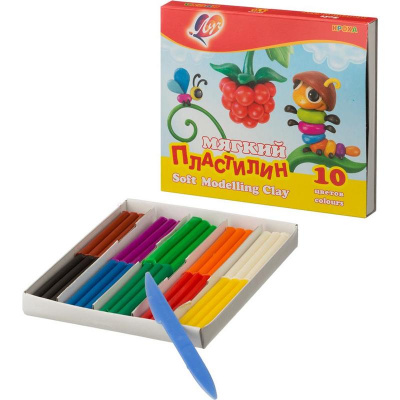 Пластилин Луч Кроха 10цветов 165гр со стеком - фото 1