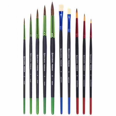 Набор кистей (круглые пони - 5 шт., синтетика - 3 шт., плоские щетина - 2 шт.)  BRAUBERG PREMIUM - фото 8