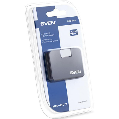 Разветвитель USB SVEN HB-677 /4xUSB 2.0/ черный без кабеля - фото 2