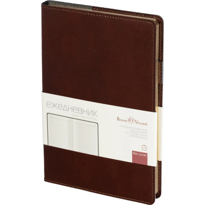 Ежедневник полудатированный А5 208 л Bruno Visconti Profy натур.кожа коричневый (золотистый обрез) - фото 1