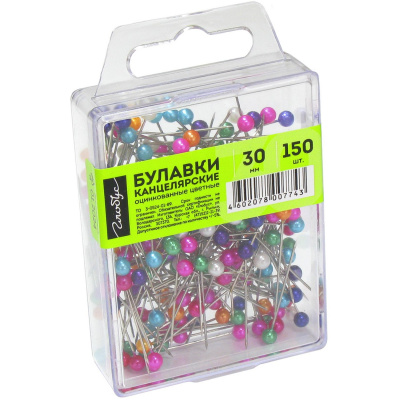 Булавки для пробковых досок 30 мм Globus цветные (уп. 150 шт) - фото 2
