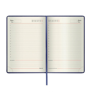 Ежедневник недатированный А5 искусственная кожа 160 л Brauberg Imperial синий - фото 2