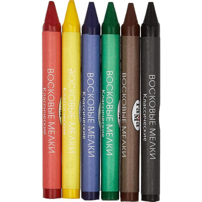 Мелки восковые 6 цветов трехгранные Гамма Классика - фото 2