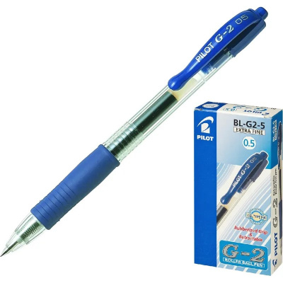 Ручка гелевая автоматическая Pilot BL-G2-5 0.3 мм синяя - фото 3