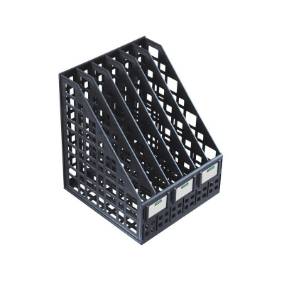 Вертикальный накопитель для бумаг 240 мм пластиковый черный Стамм 3 отделения - фото 1