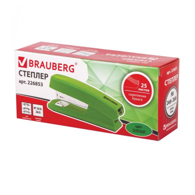 Степлер канцелярский до 25 листов Brauberg Standard зеленый - фото 2
