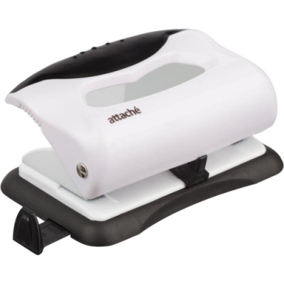 Дырокол до 8 листов Attache Master белый/черный с линейкой - фото 1