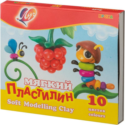 Пластилин восковой 10 цветов Луч Кроха со стеком - фото 2