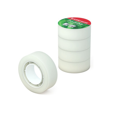 Клейкая лента канцелярская 18 мм х 20 м прозрачная Erich Krause Invisible (уп. 4 шт) - фото 1