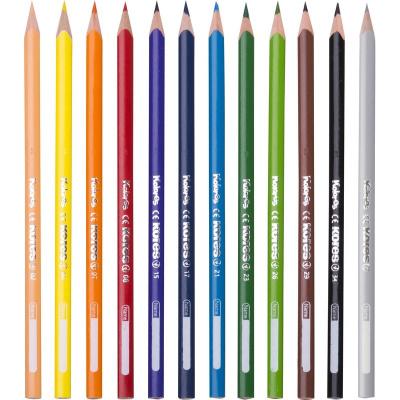 Карандаши цветные 12 цветов трехгранные с точилкой Kores - фото 5