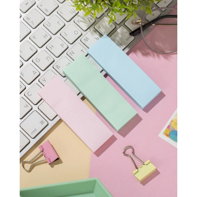 Клейкие закладки бумажные 25х76 мм 3 цвета по 100 листов Attache - фото 2