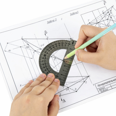 Транспортир 10 см / 180° Пифагор металлический - фото 2