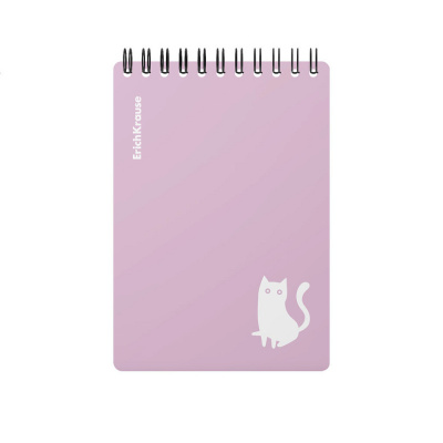 Блокнот А6 с пластиковой обложкой в клетку 80 л на спирали Erich Krause Brave cats, фиолетовый - фото 1