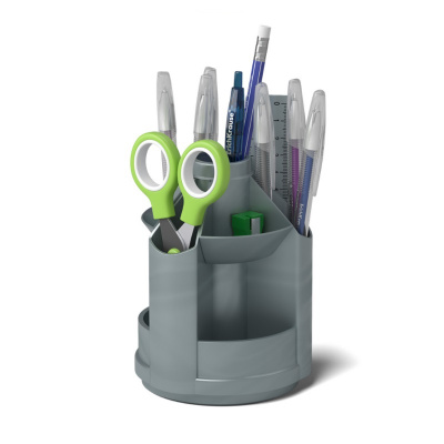 Набор настольный вращающийся 11 предметов ErichKrause Mini Desk Ice Metallic серебряный - фото 1