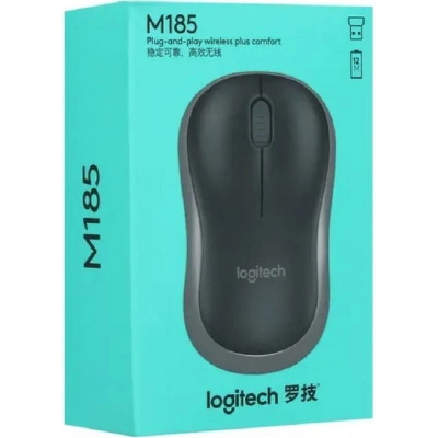 Мышь компьютерная беспроводная Logitech M185 (910-002252) черно-серая - фото 2