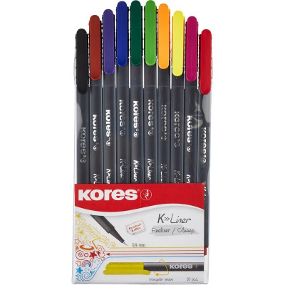 Линер Kores 0.4 мм 10 цветов НАБОР - фото 2