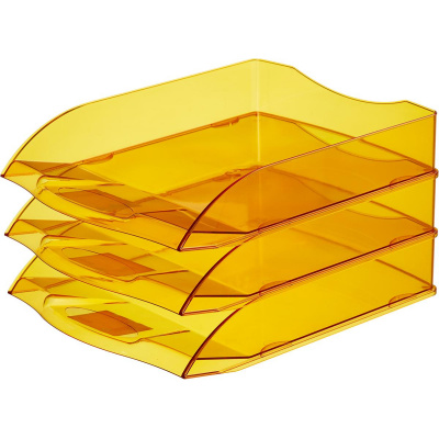 Лоток для бумаг горизонтальный тонированный оранжевый Attache Яркий офис, размер 340х250х60 мм - фото 6