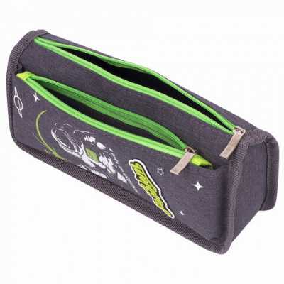 Пенал мягкий двухсекционный ЮНЛАНДИЯ Cosmonaut серый - фото 6