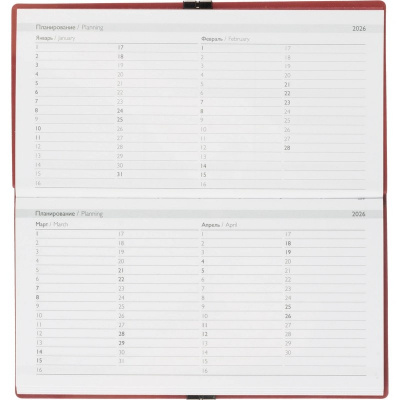 Еженедельник датированный нестандарт (175х95) искусственная кожа 64 л Escalada красный с фикс.рез. - фото 14