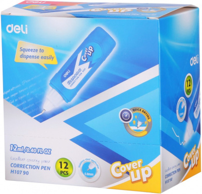 Корректирующая ручка 12 мл Deli EH10790 на быстросохнущей основе цвет корпуса синий - фото 2