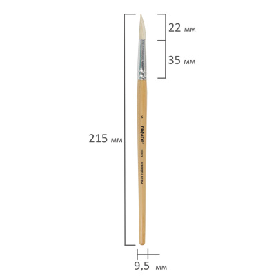 Кисть КОЗА № 6 круглый пучок ПИФАГОР, пакет с европодвесом - фото 2